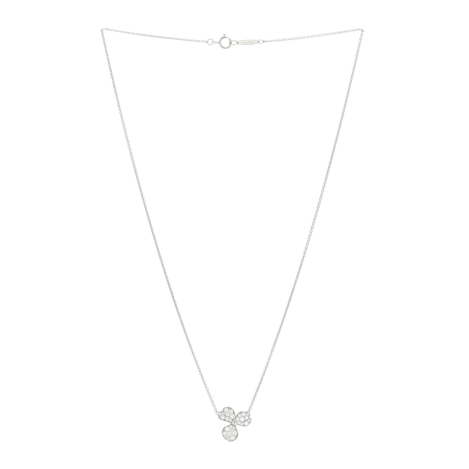 Tiffany Platinum Diamond Paper Flowers Pave Pendant Necklace 3 of 4