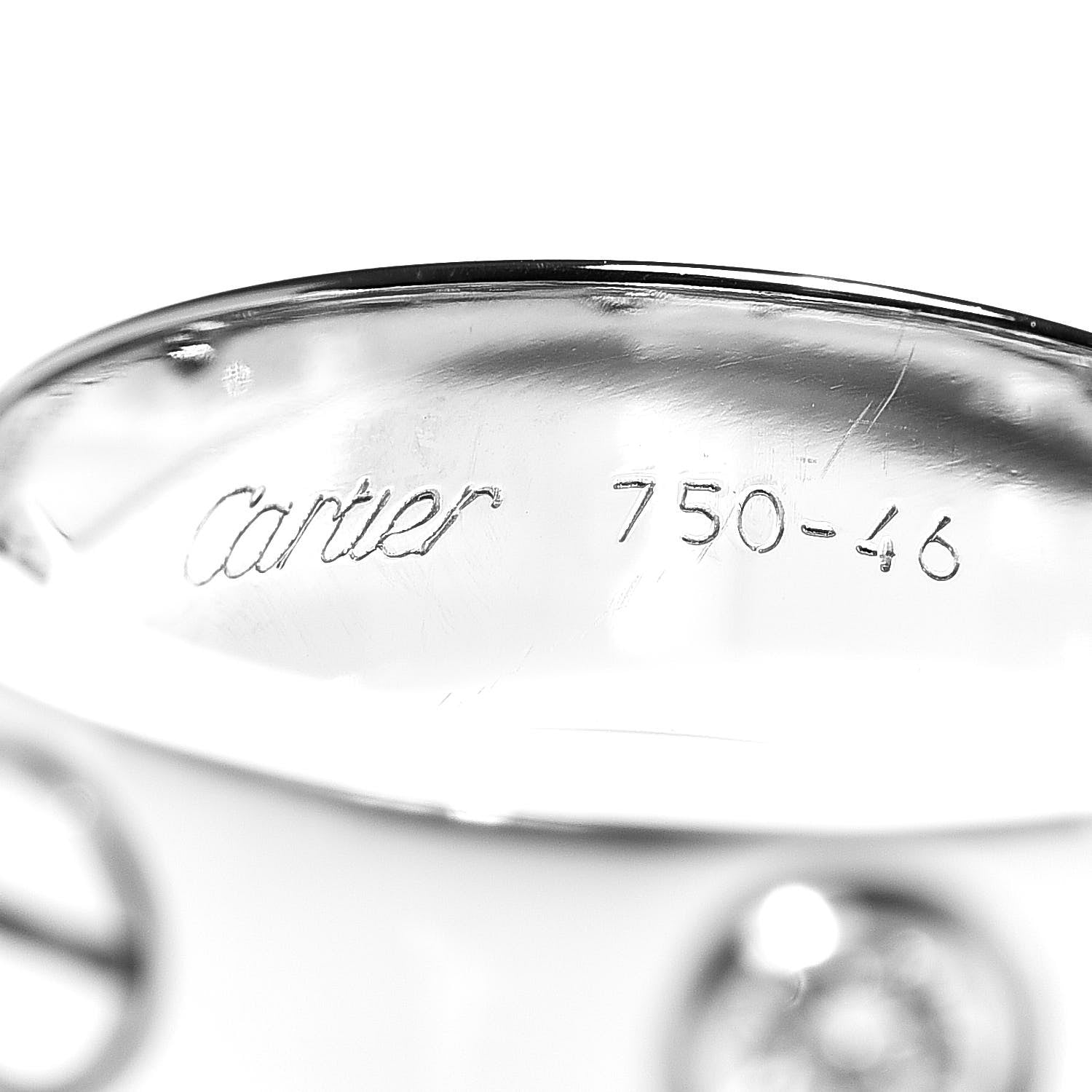 Cartier 18K White Gold 3 Diamond 5.5mm LOVE Ring 46 3.75 6 of 6