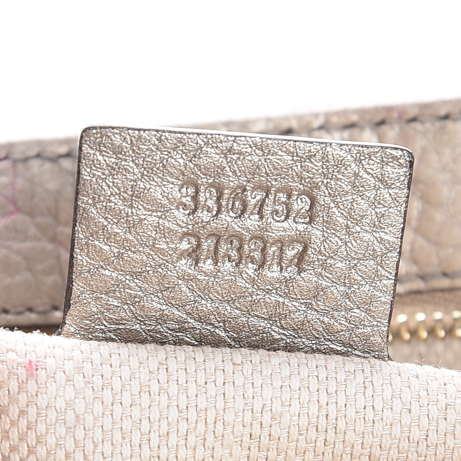 Gucci Metallic Pebbled Calfskin Medium Soho Flap Crossbody Golden Beige 7 of 13