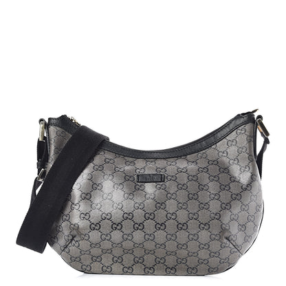 Gucci Crystal Monogram Medium Half Moon Hobo Black 1 of 12