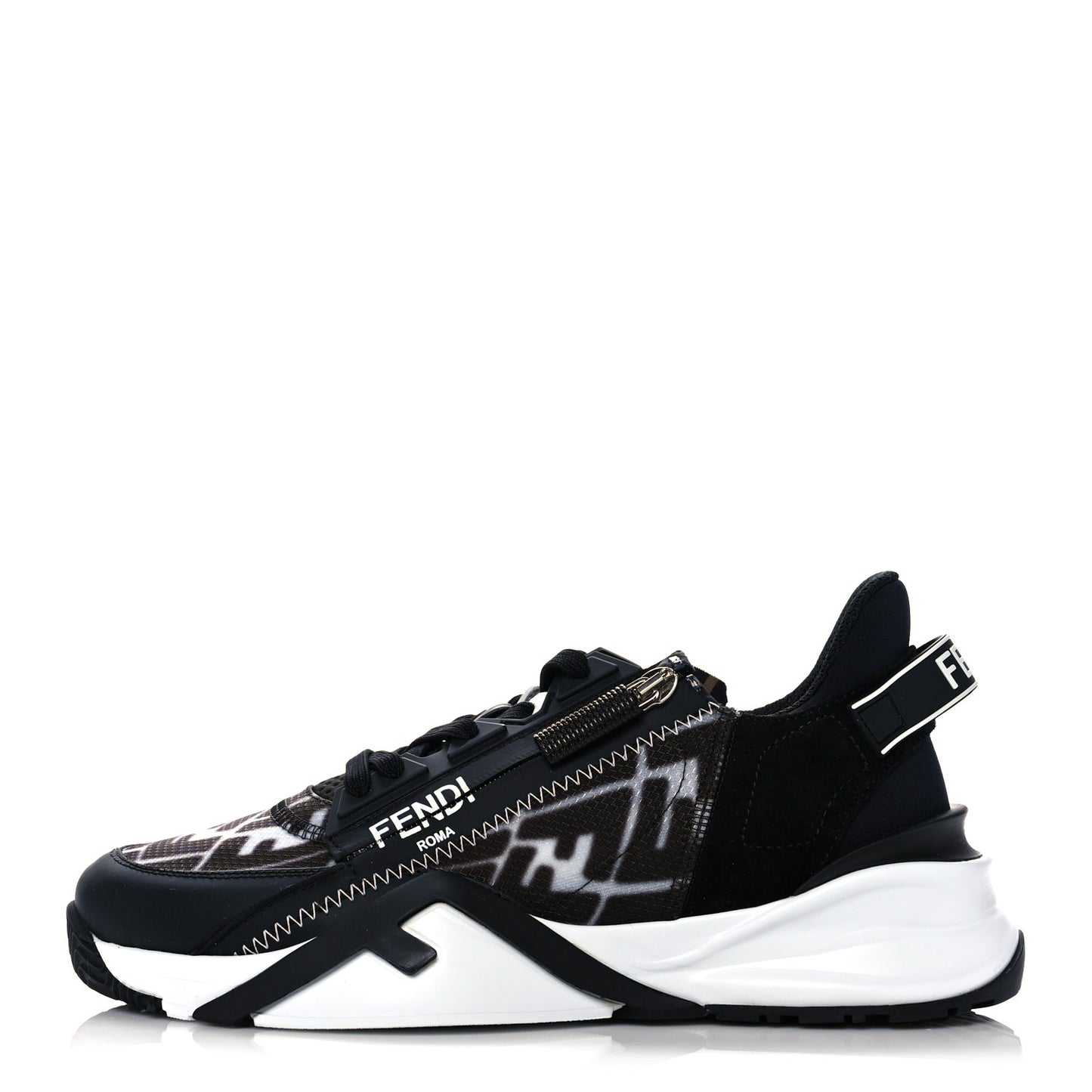 X SARAH COLEMAN Nylon Lycra FF Vertigo Fendi Flow Low Top Sneakers 38 Black