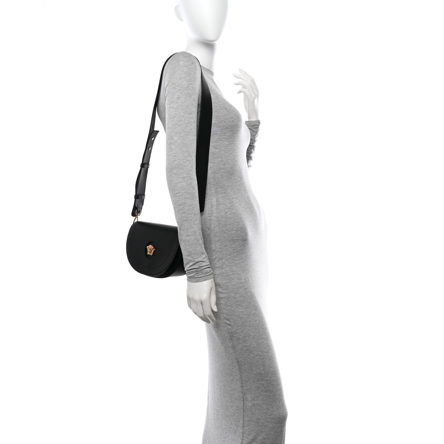 Versace Grained Calfskin La Medusa Small Shoulder Bag Black 2 of 10