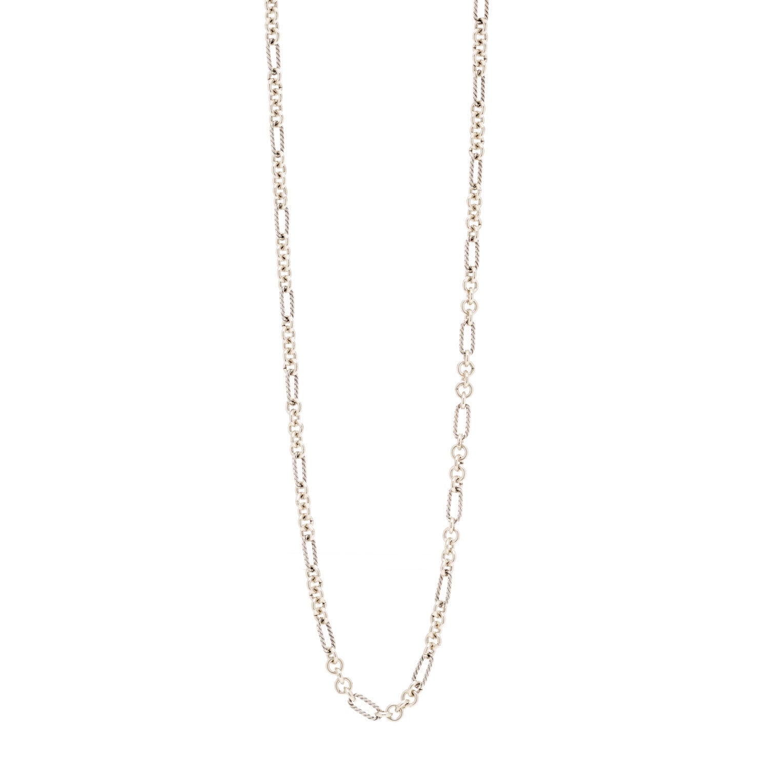 David Yurman Sterling Silver 18K Yellow Gold Figaro Chain Link Necklace 1 of 5