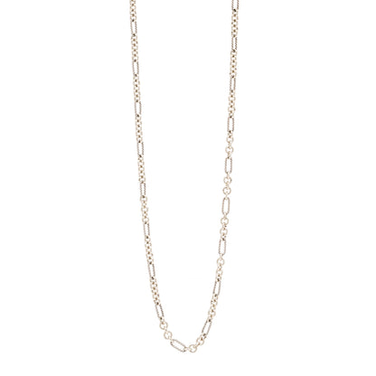 David Yurman Sterling Silver 18K Yellow Gold Figaro Chain Link Necklace 1 of 5