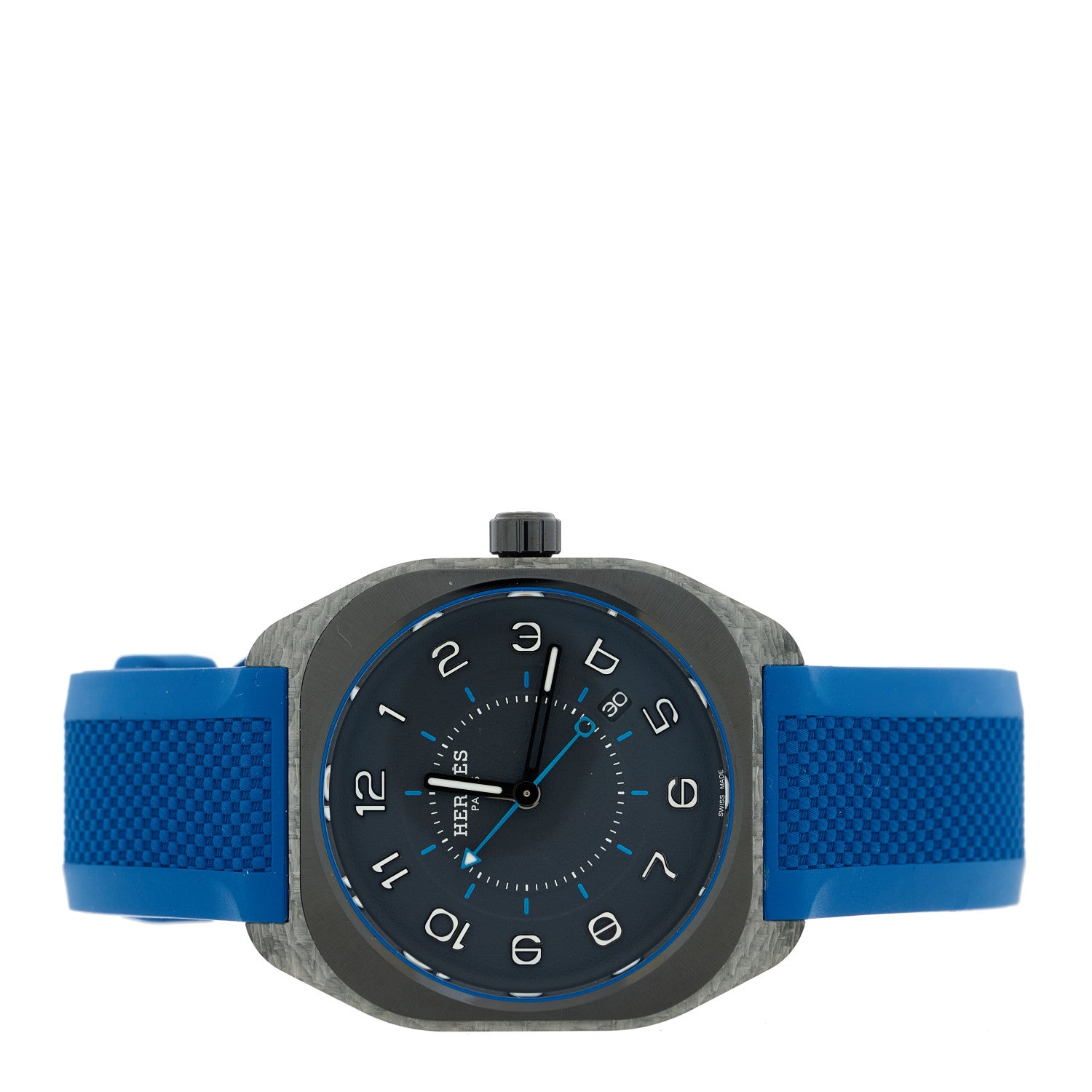 Hermes Glass Fiber Ceramic Rubber 39mm H08 Automatic Watch Bleu Abysse 2 of 5