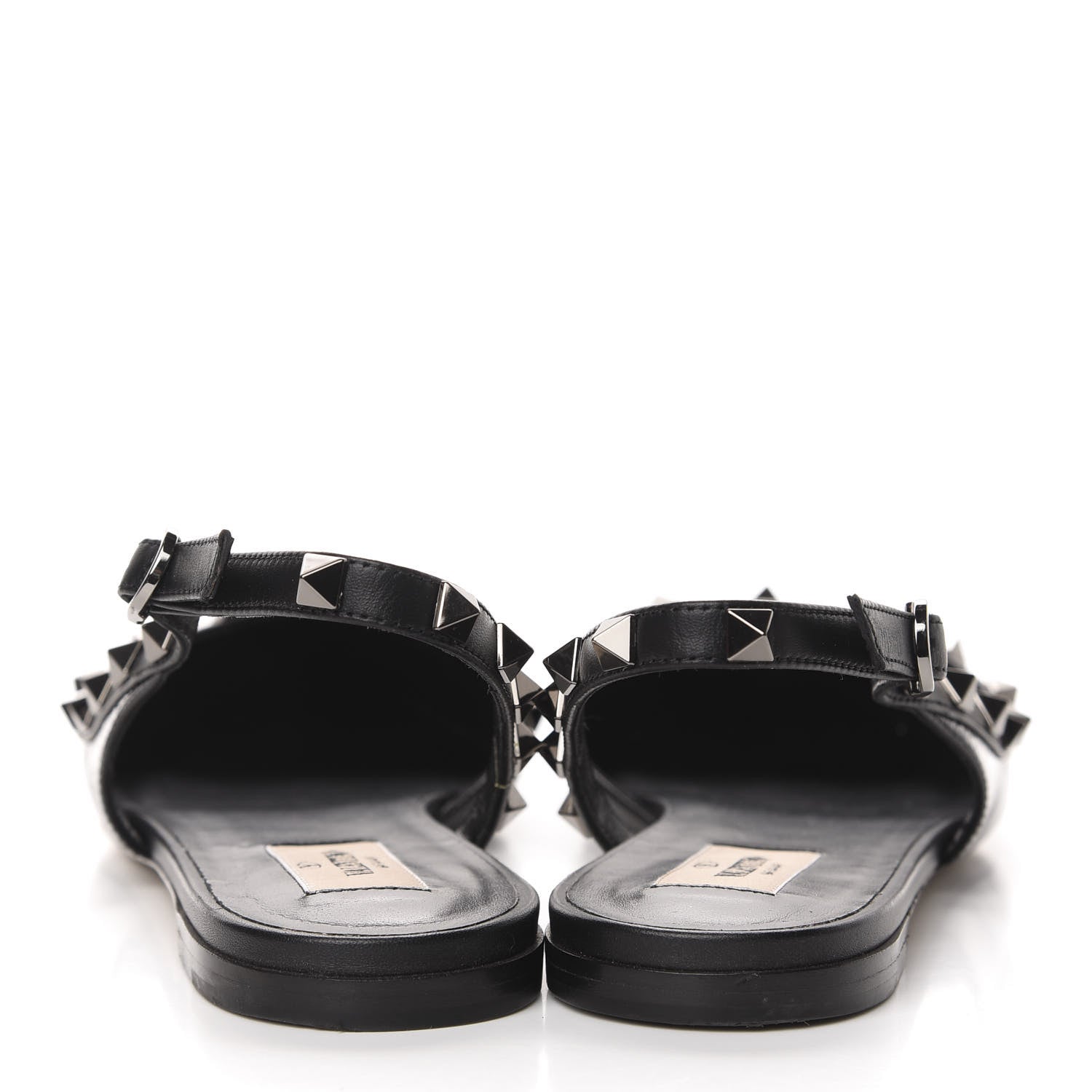 Valentino Garavani Crinkled Patent Calfskin Rockstud Slingback Flats 39 Black 6 of 10