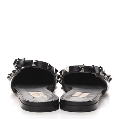 Valentino Garavani Crinkled Patent Calfskin Rockstud Slingback Flats 39 Black 6 of 10