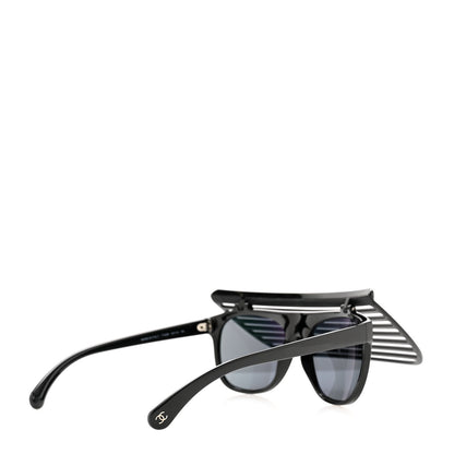 Chanel Nylon Crystal Square Sunglasses 71538 Black Grey 6 of 9