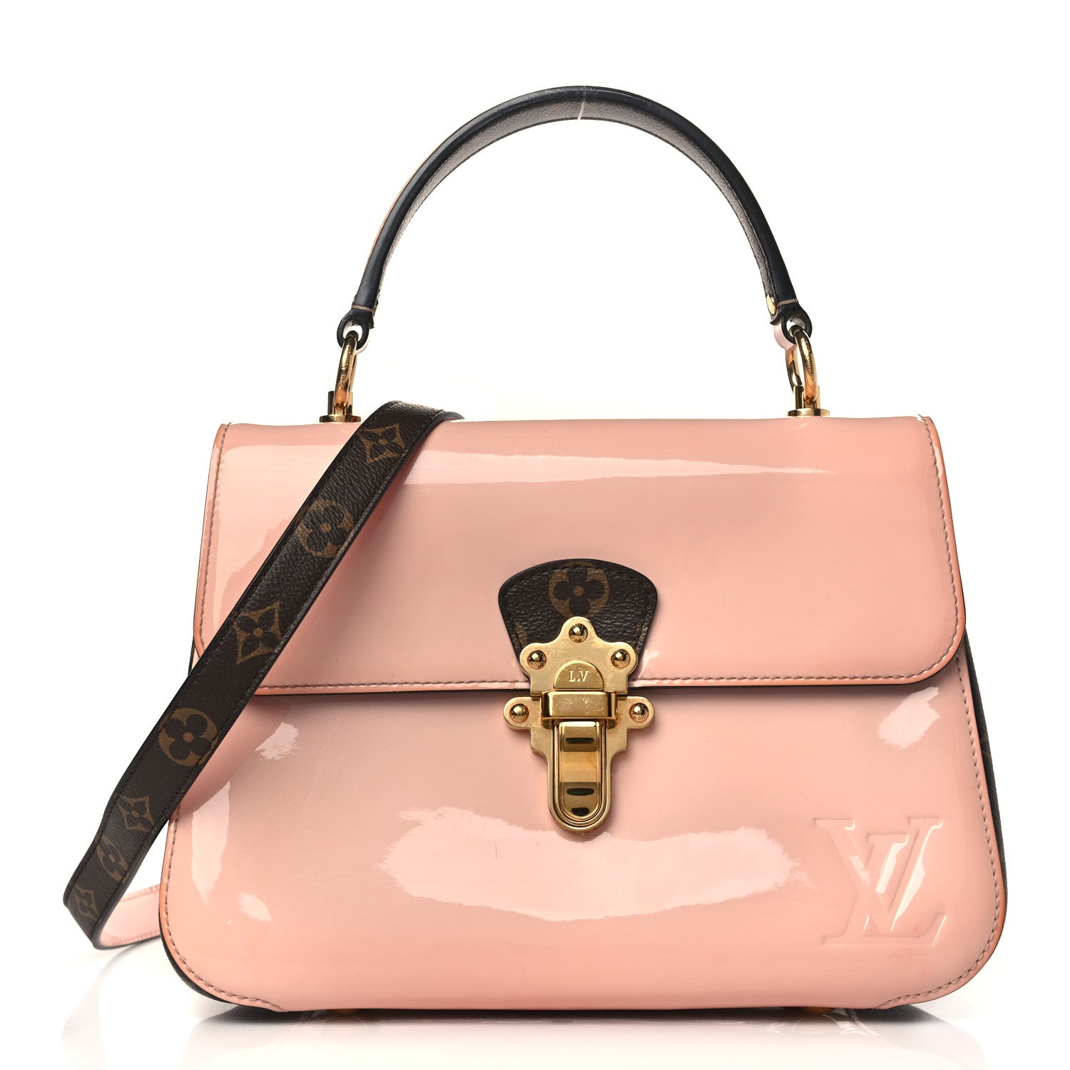 Louis Vuitton Patent Calfskin Monogram Cherrywood PM Rose Ballerine 1 of 8