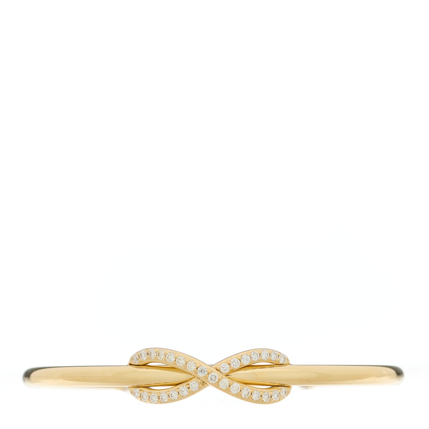 Tiffany 18K Yellow Gold Diamond Infinity Cuff Bracelet 1 of 4