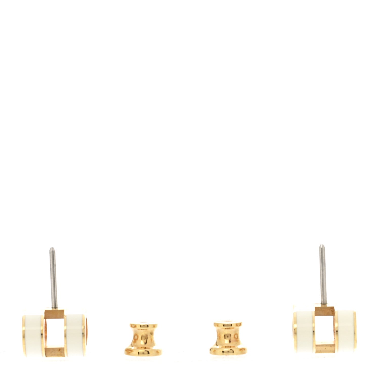 Hermes Gold Lacquered Mini Pop H Earrings White 2 of 4