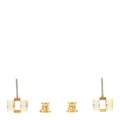 Hermes Gold Lacquered Mini Pop H Earrings White 2 of 4