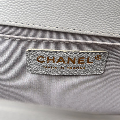 Chanel Caviar Quilted Medium Boy Flap Light Grey 6 of 11