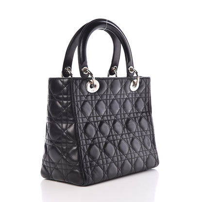 Christian Dior Lambskin Cannage Medium Lady Dior Black 3 of 8