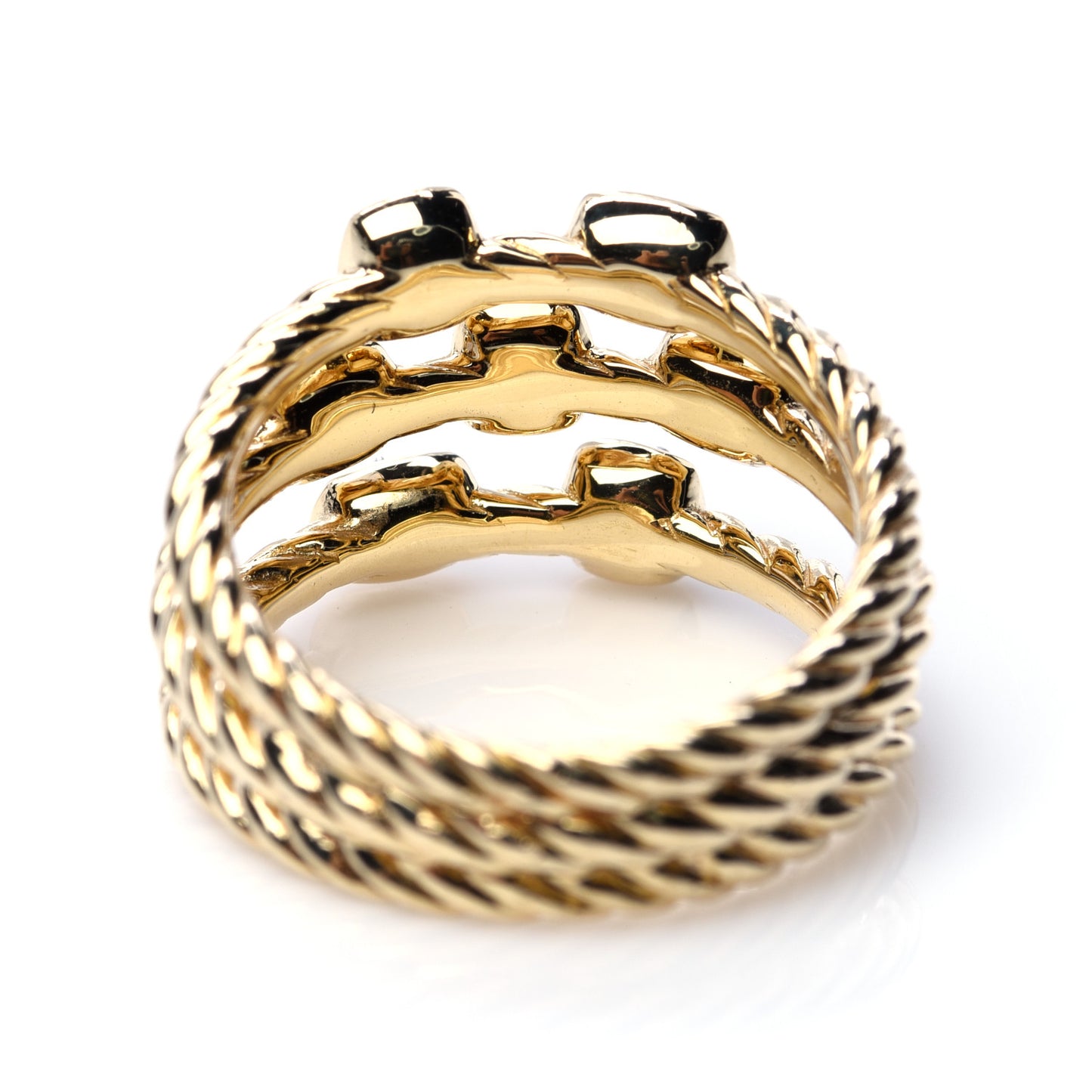 18K Yellow Gold Diamond Three Row Confetti Ring 54 7