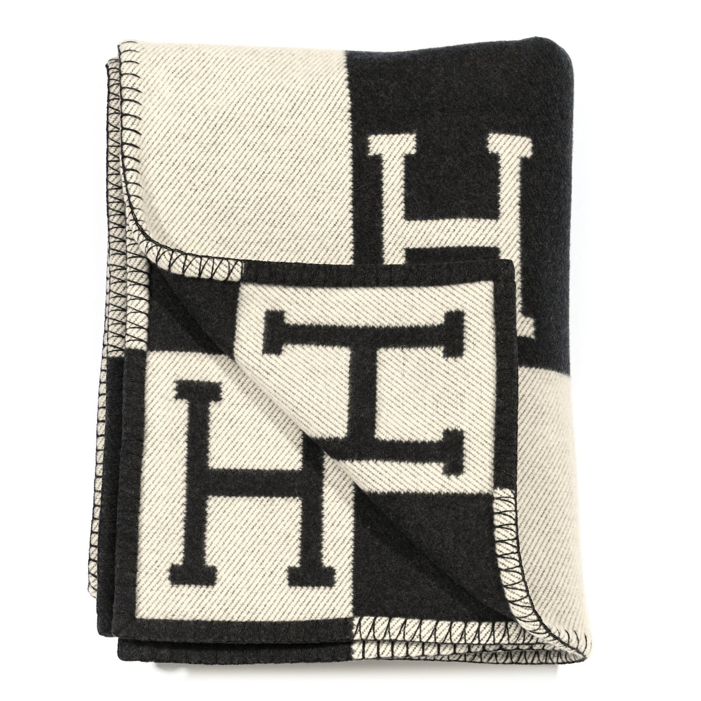 Wool Cashmere Avalon Blanket Ecru Gris Fonce