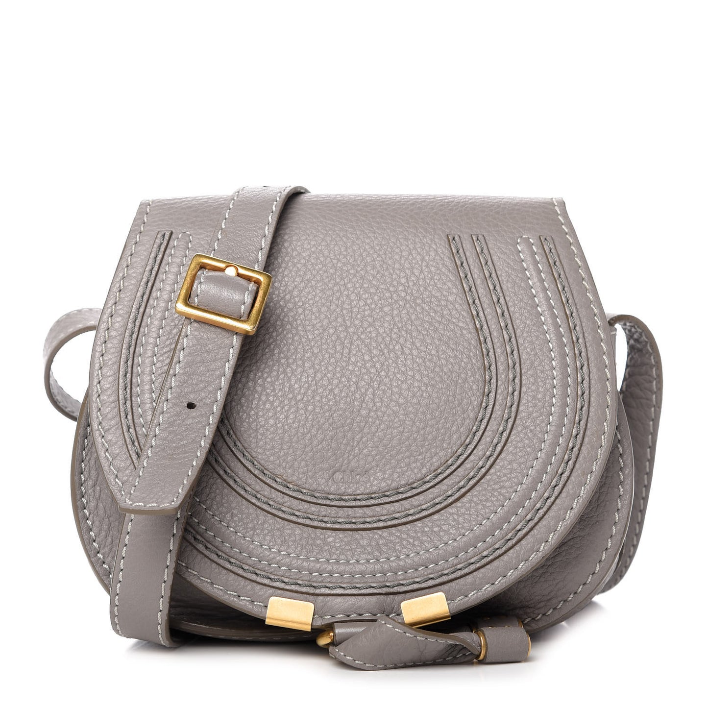 Calfskin Mini Marcie Round Crossbody Bag Cashmere Grey