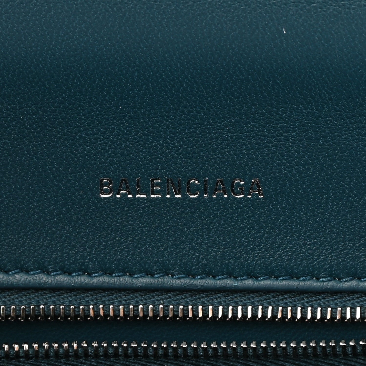 Balenciaga Shiny Calfskin Crocodile Embossed Small Hourglass Top Handle Bag Dark Petrol Blue 6 of 12