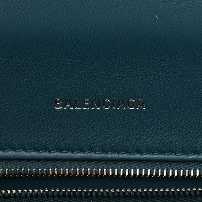 Balenciaga Shiny Calfskin Crocodile Embossed Small Hourglass Top Handle Bag Dark Petrol Blue 6 of 12