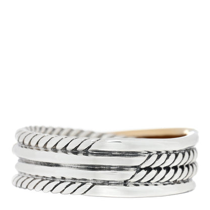 David Yurman Sterling Silver 18K Yellow Gold Narrow Crossover Ring 55 7.25 3 of 4