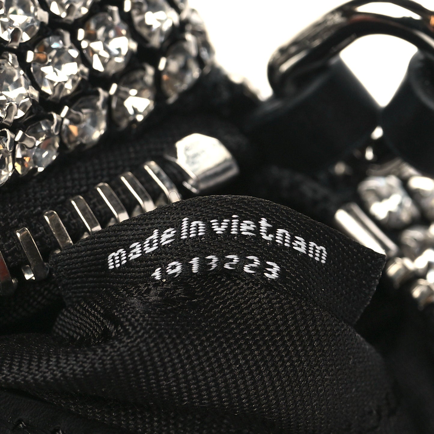 Mesh Crystal Rhinestone Mini Heiress Pouch Black Silver