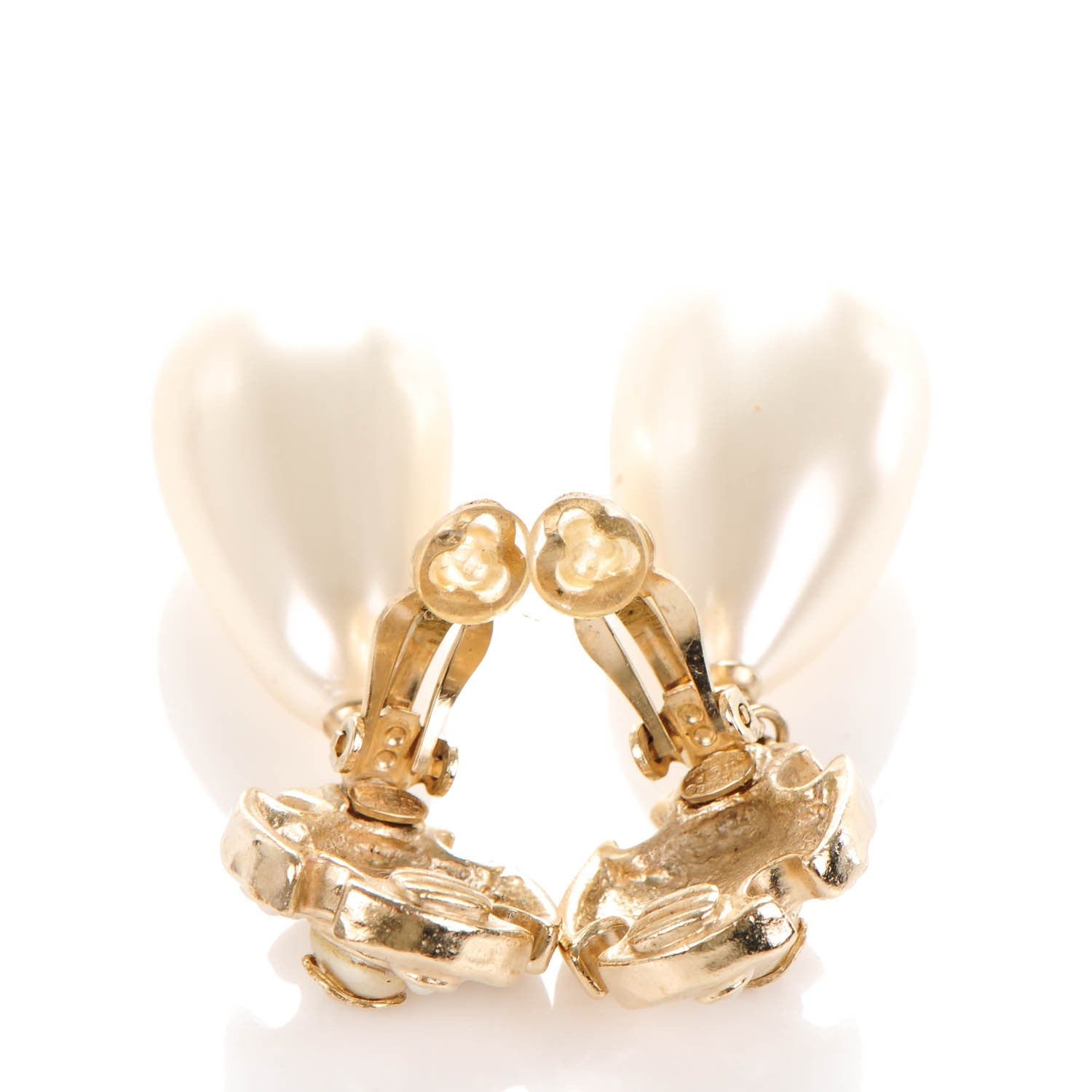 Chanel Pearl Drop CC Clip On Earrings Gold 3 of 6