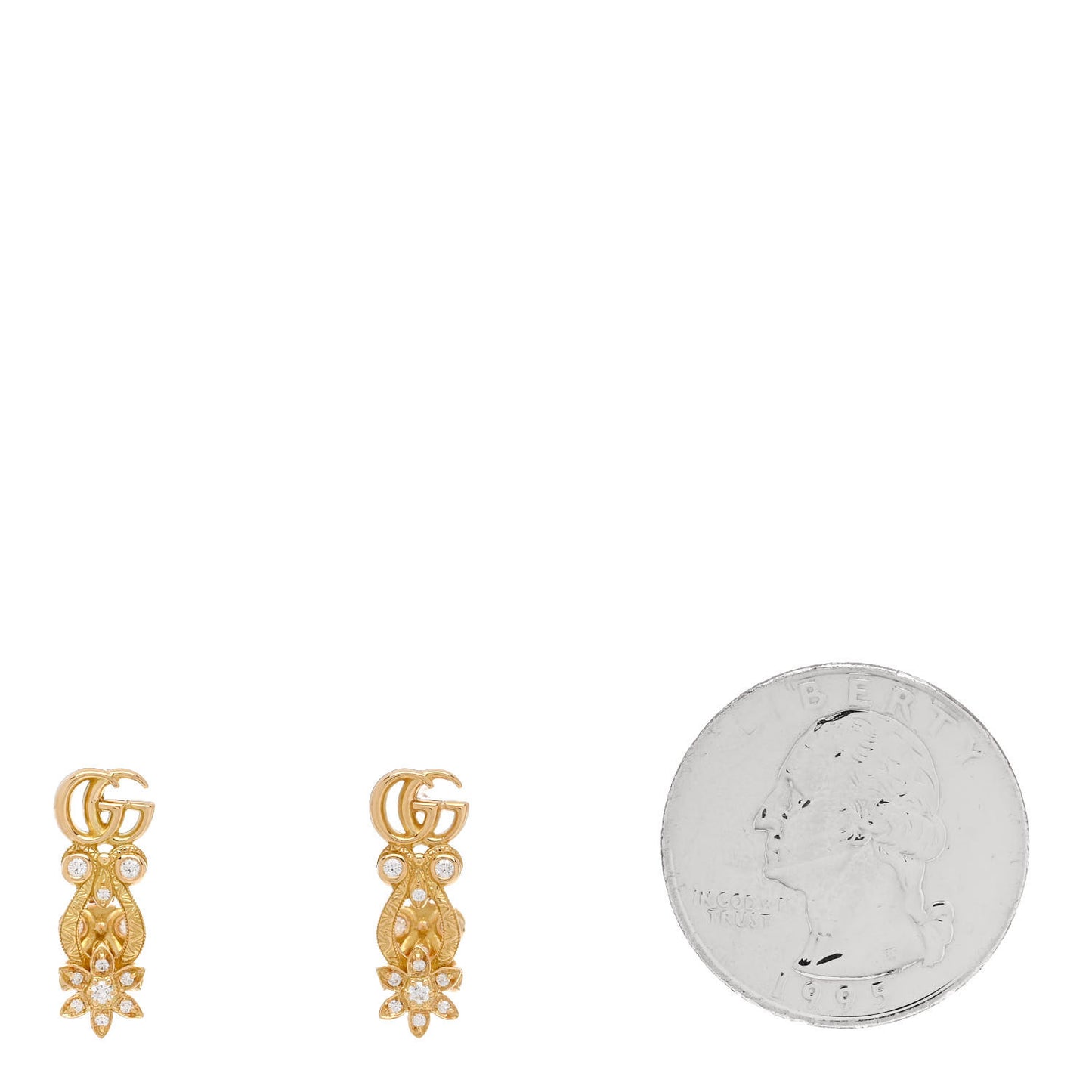 18K Yellow Gold Diamond Flora Pave Earrings