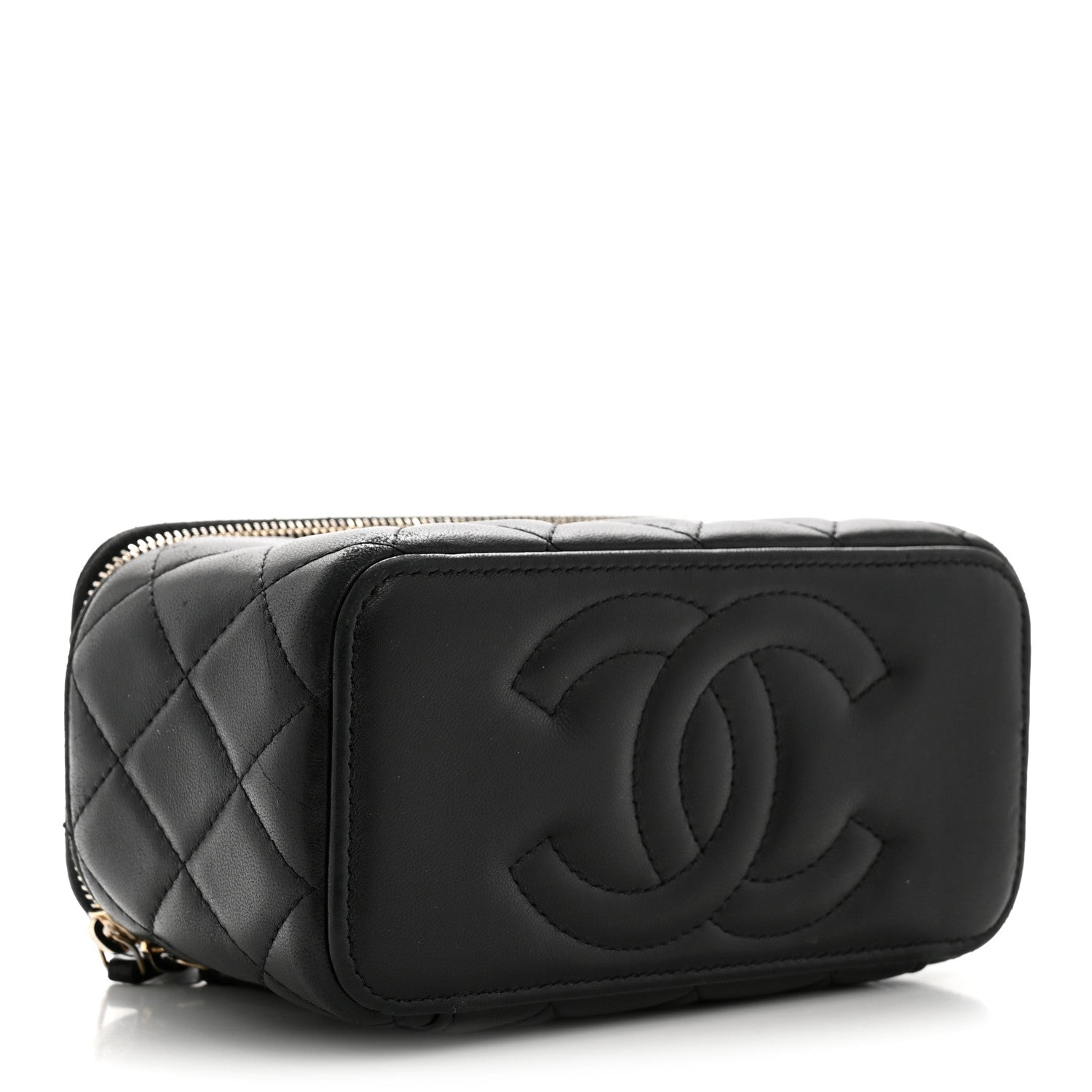 Chanel Lambskin Quilted Pearl Crush Small Vanity Case With Chain Black 4 of 13