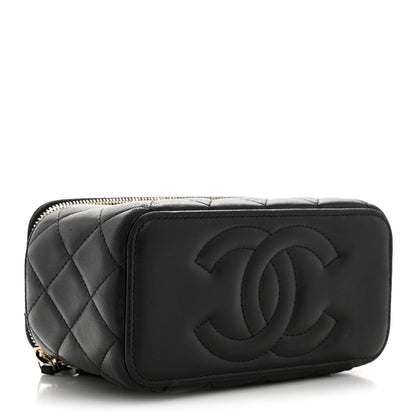 Chanel Lambskin Quilted Pearl Crush Small Vanity Case With Chain Black 4 of 13