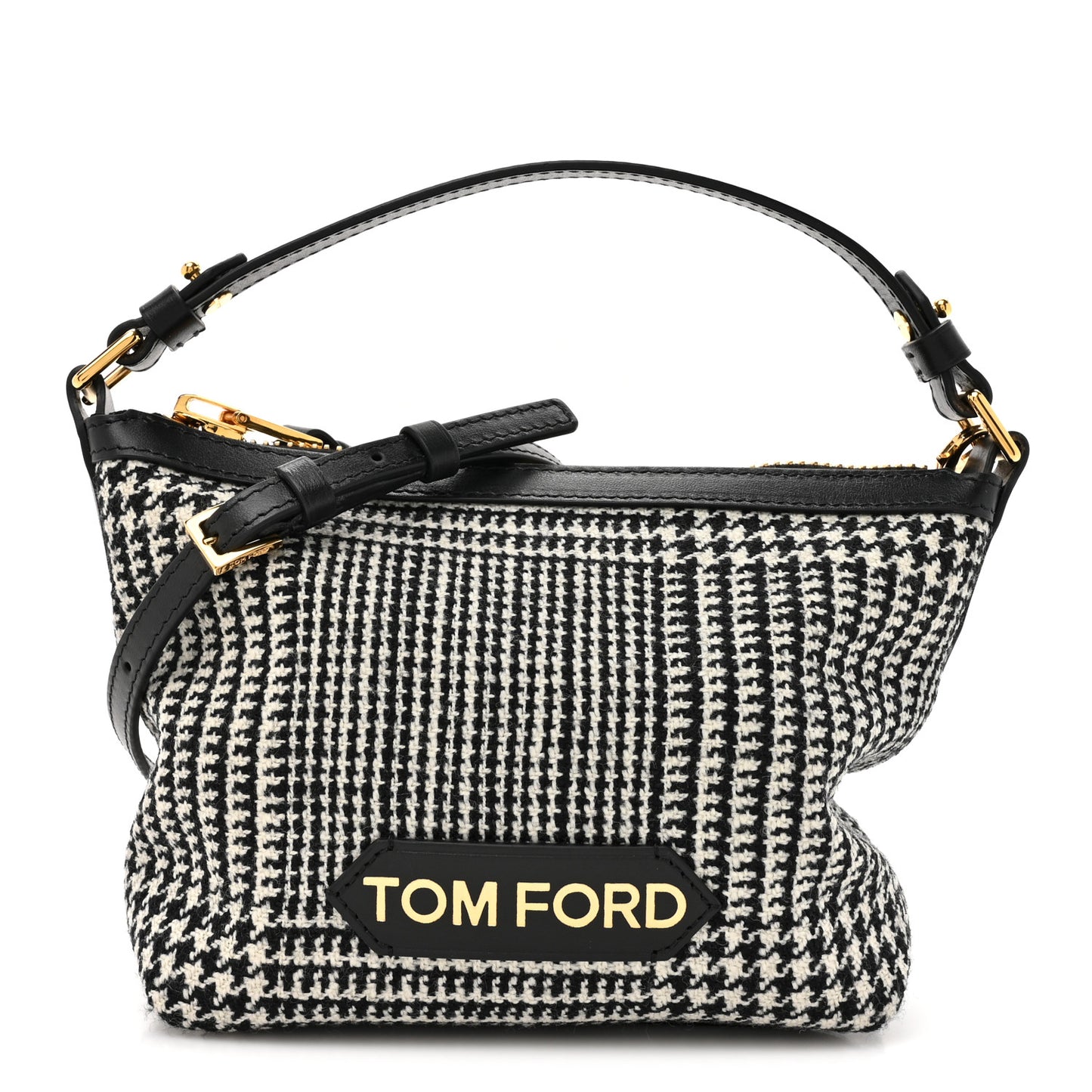 Houndstooth Mini Label Pouch Black White