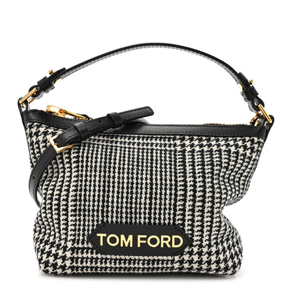 Tom Ford Houndstooth Mini Label Pouch Black White 1 of 10