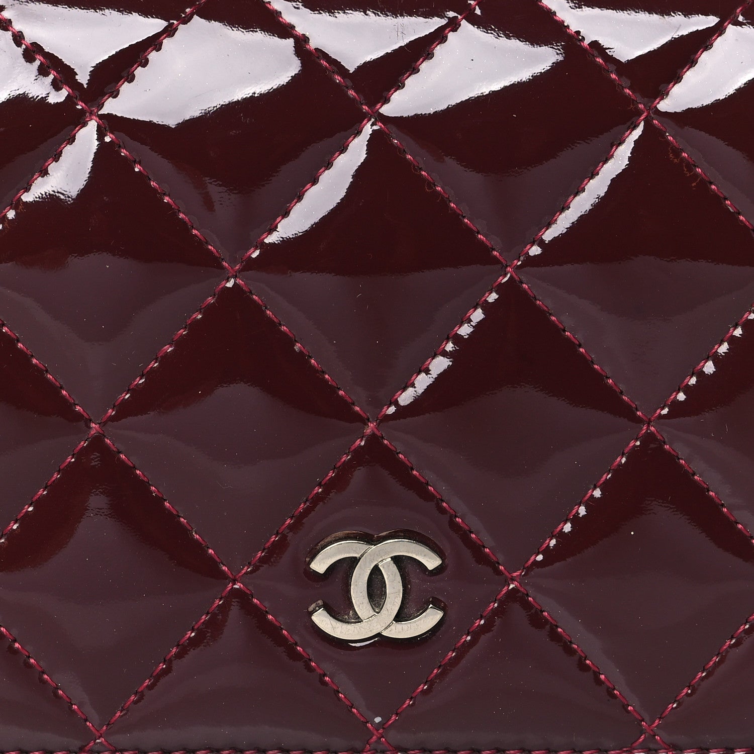 Chanel Patent Calfskin Quilted Yen Wallet Red 8 of 13