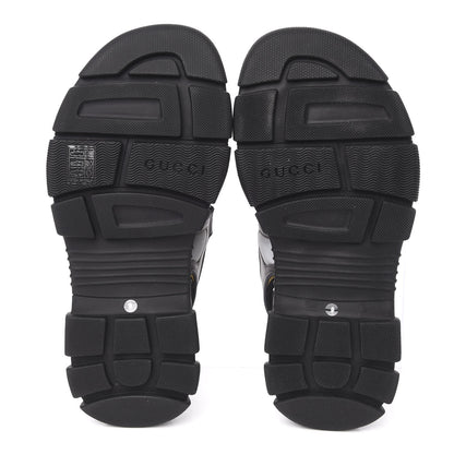 Gucci X SEGA Nappa Mesh Mens Aguru Sandals 9 Loess Black 5 of 9
