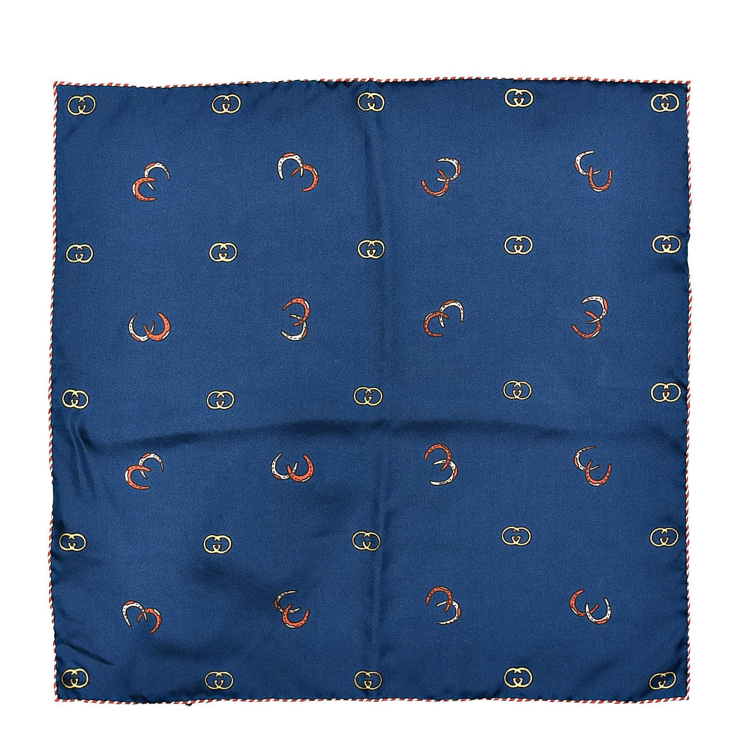 Gucci Silk Twill Poket Logos Pocket Square Blue 1 of 4