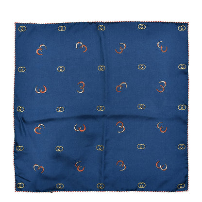 Gucci Silk Twill Poket Logos Pocket Square Blue 1 of 4