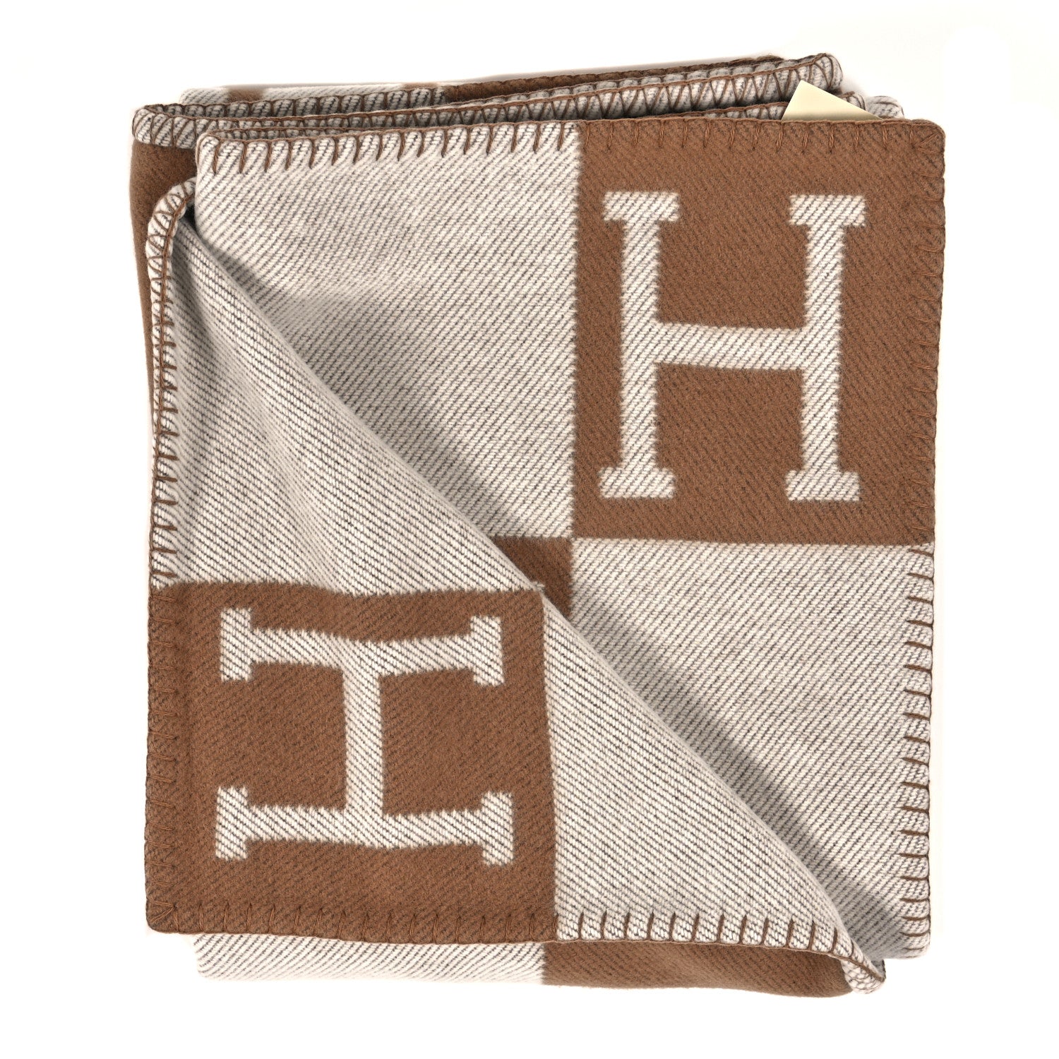 Hermes Wool Cashmere Avalon Blanket Ecru Camel 5 of 6