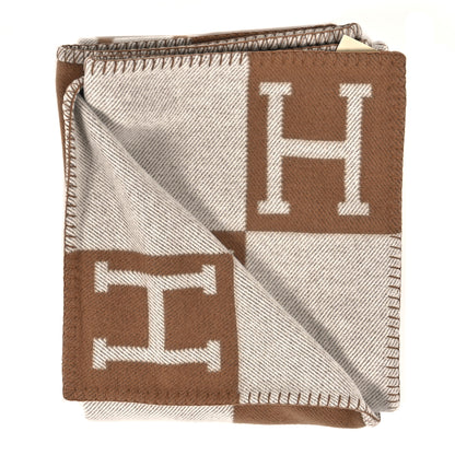 Hermes Wool Cashmere Avalon Blanket Ecru Camel 5 of 6