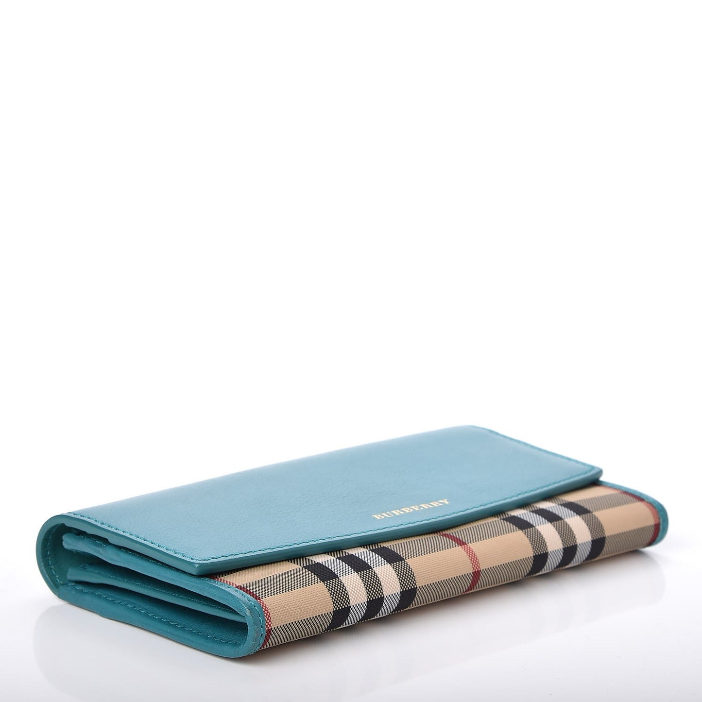 Calfskin Horseferry Check Porter Continental Wallet Aqua