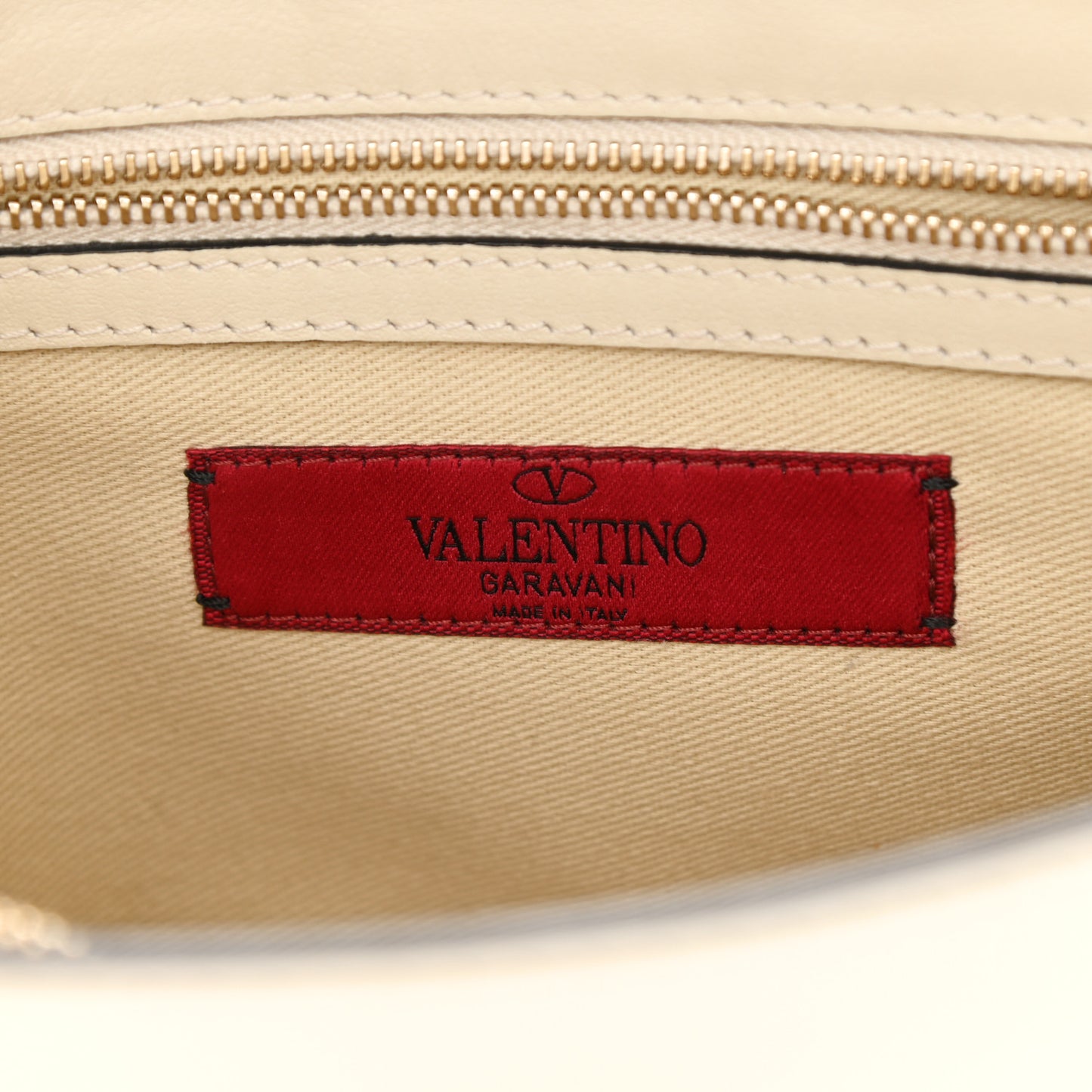 Vitello Small Rockstud Single Handle Flap Bag Light Ivory