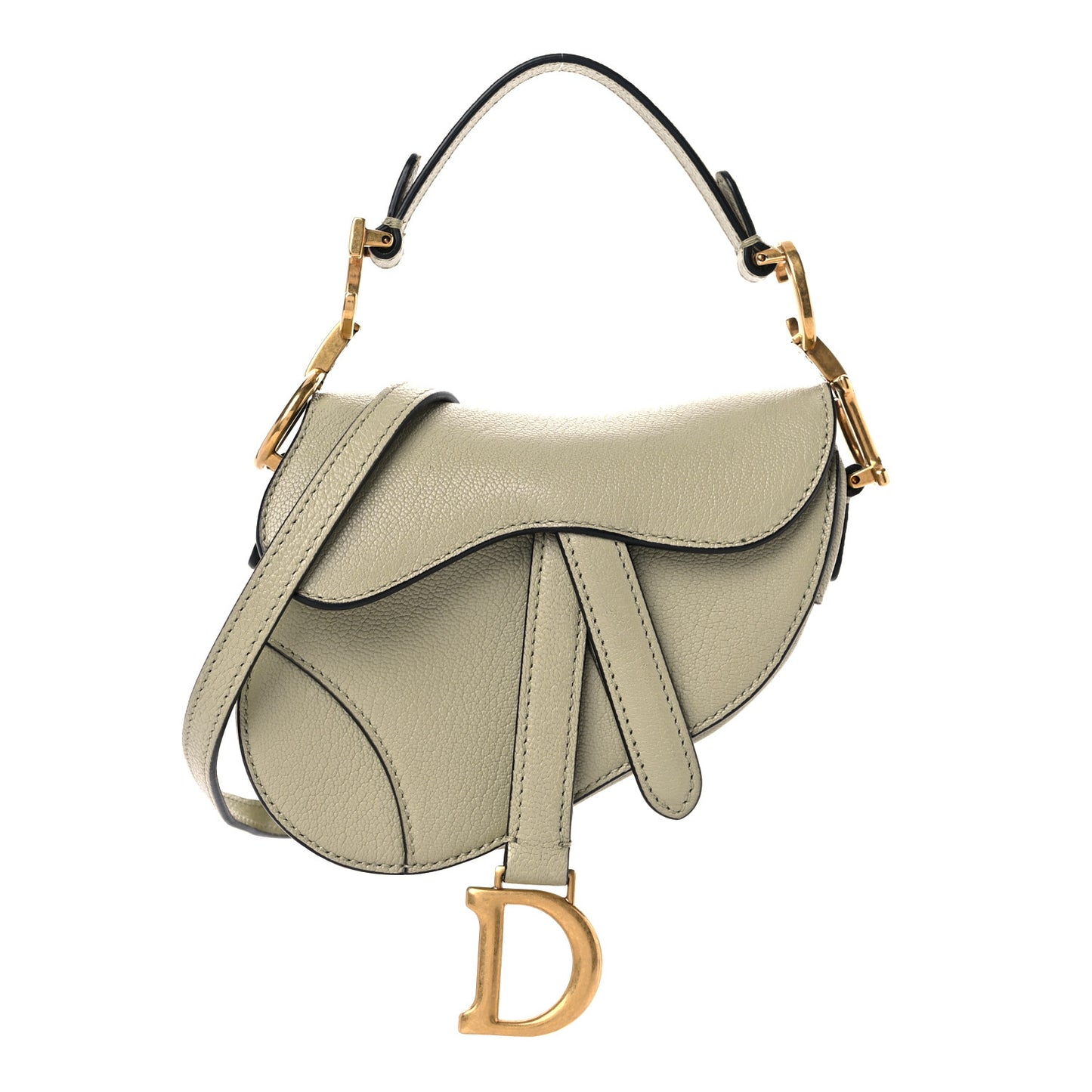 Goatskin Micro Saddle Bag With Strap Sage Green