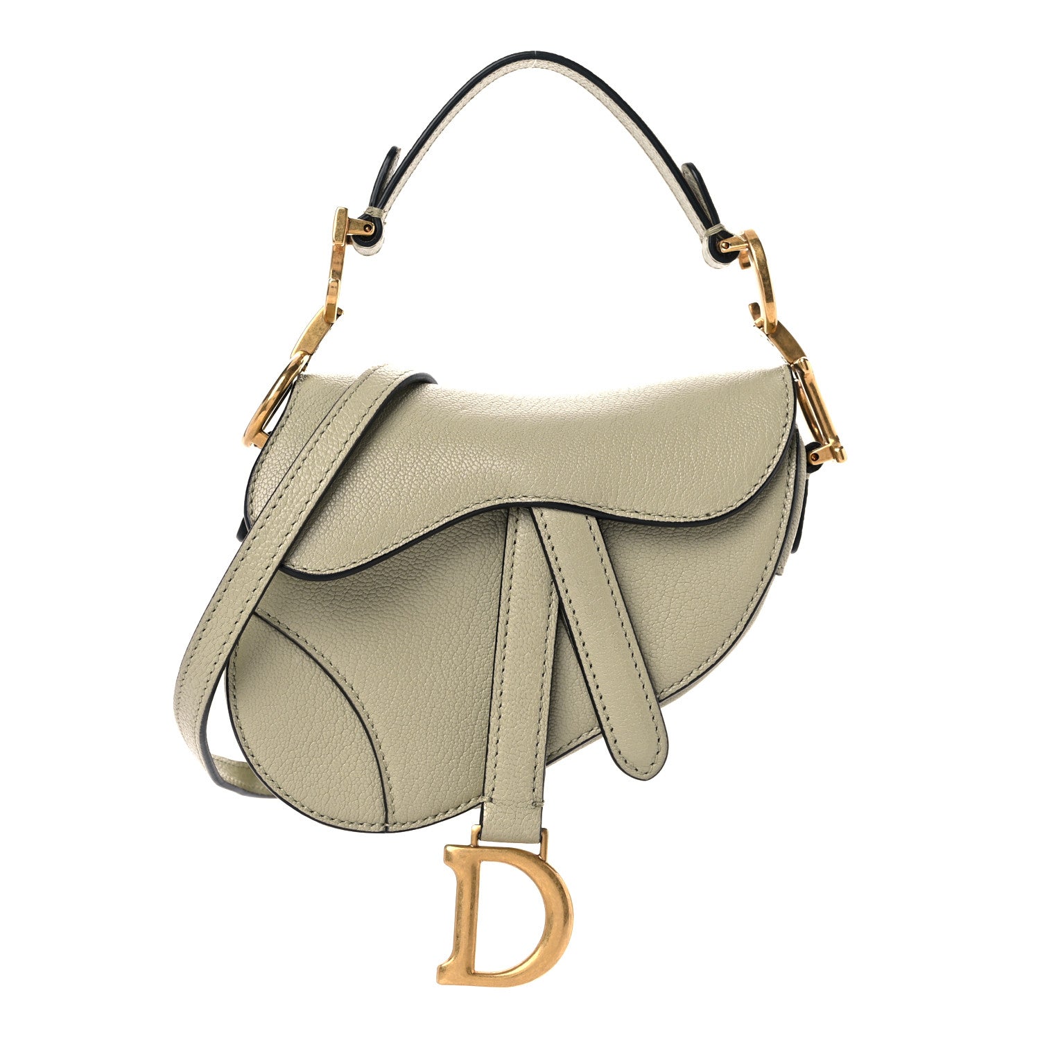 Christian Dior Goatskin Micro Saddle Bag With Strap Sage Green 1 of 7