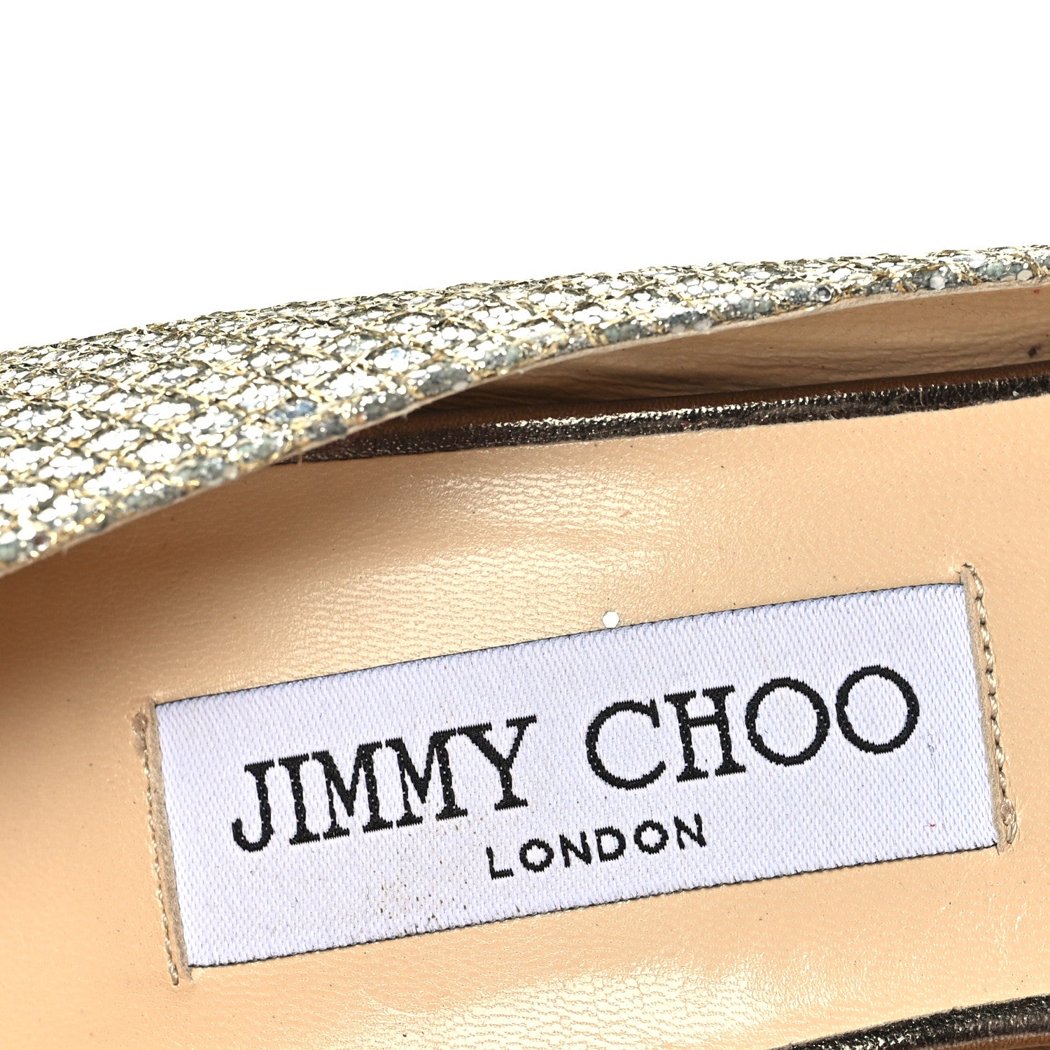 Jimmy Choo Glitter Fabric Evelyn Peep Toe Pumps 40.5 Champagne 8 of 9