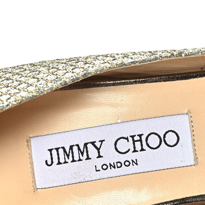 Jimmy Choo Glitter Fabric Evelyn Peep Toe Pumps 40.5 Champagne 8 of 9