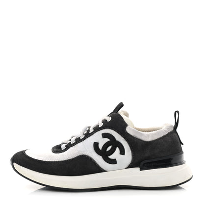 Chanel Nylon Suede Calfskin CC Sneakers 36 White Dark Grey 1 of 11