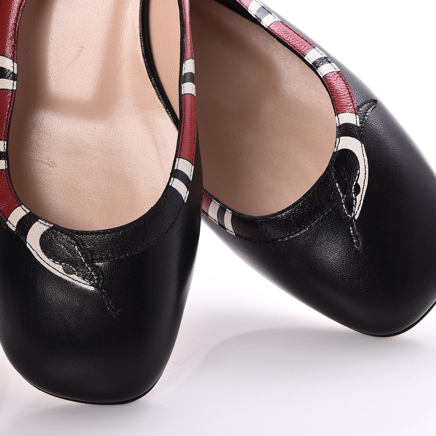 Gucci Malaga Kid Snake Ballet Flats 36.5 Black Hibiscus Red 9 of 10