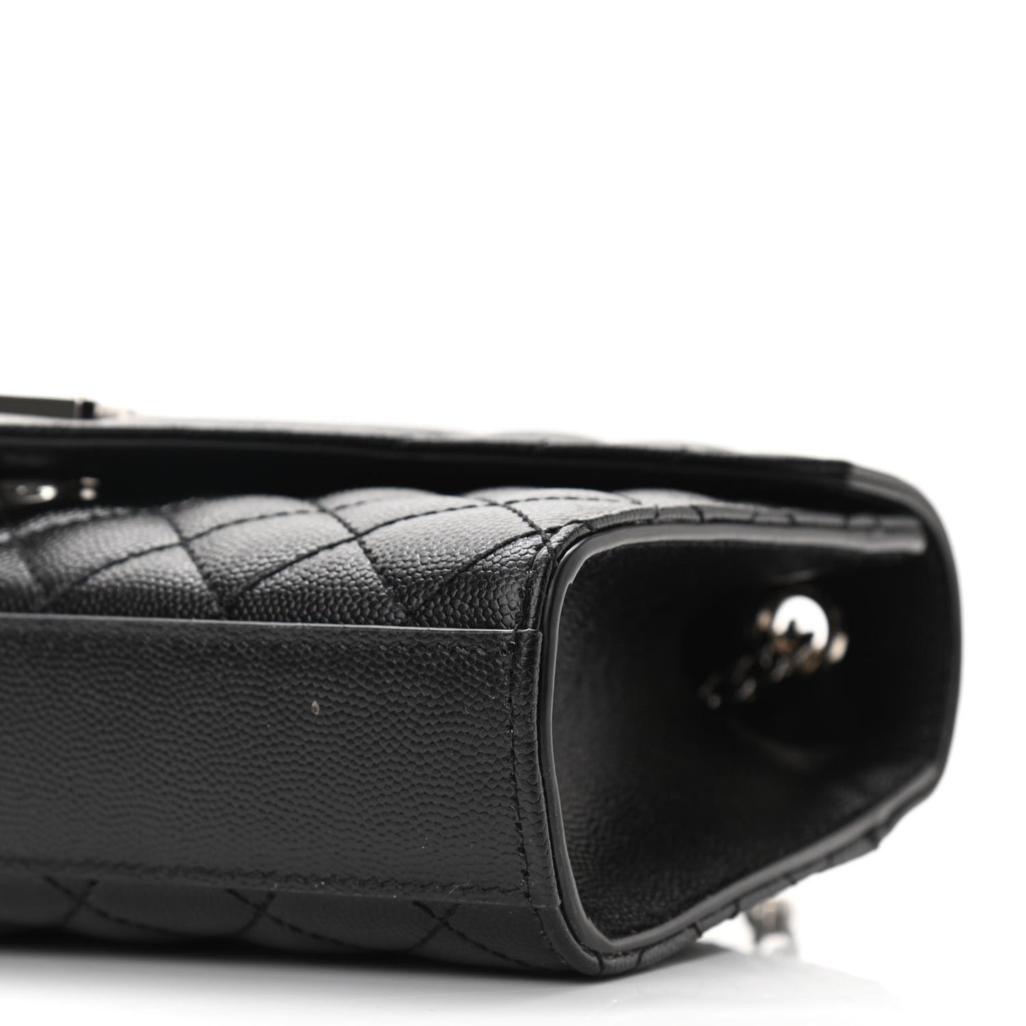 Grain De Poudre Textured Mixed Matelasse Triquilt Small Monogram Satchel Black