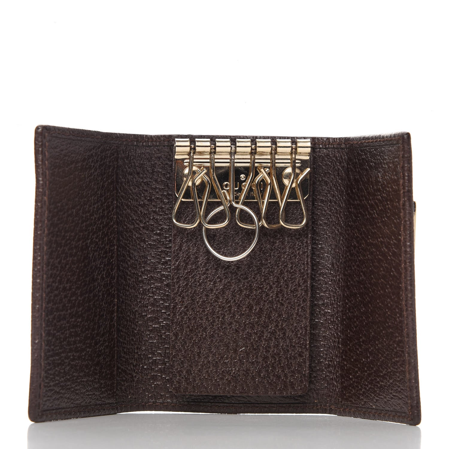 Gucci Monogram Calfskin Ladies Web 6 Key Holder Case Beige Ebony Cocoa 5 of 6