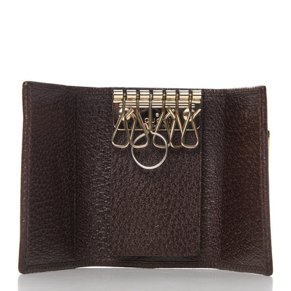Gucci Monogram Calfskin Ladies Web 6 Key Holder Case Beige Ebony Cocoa 5 of 6