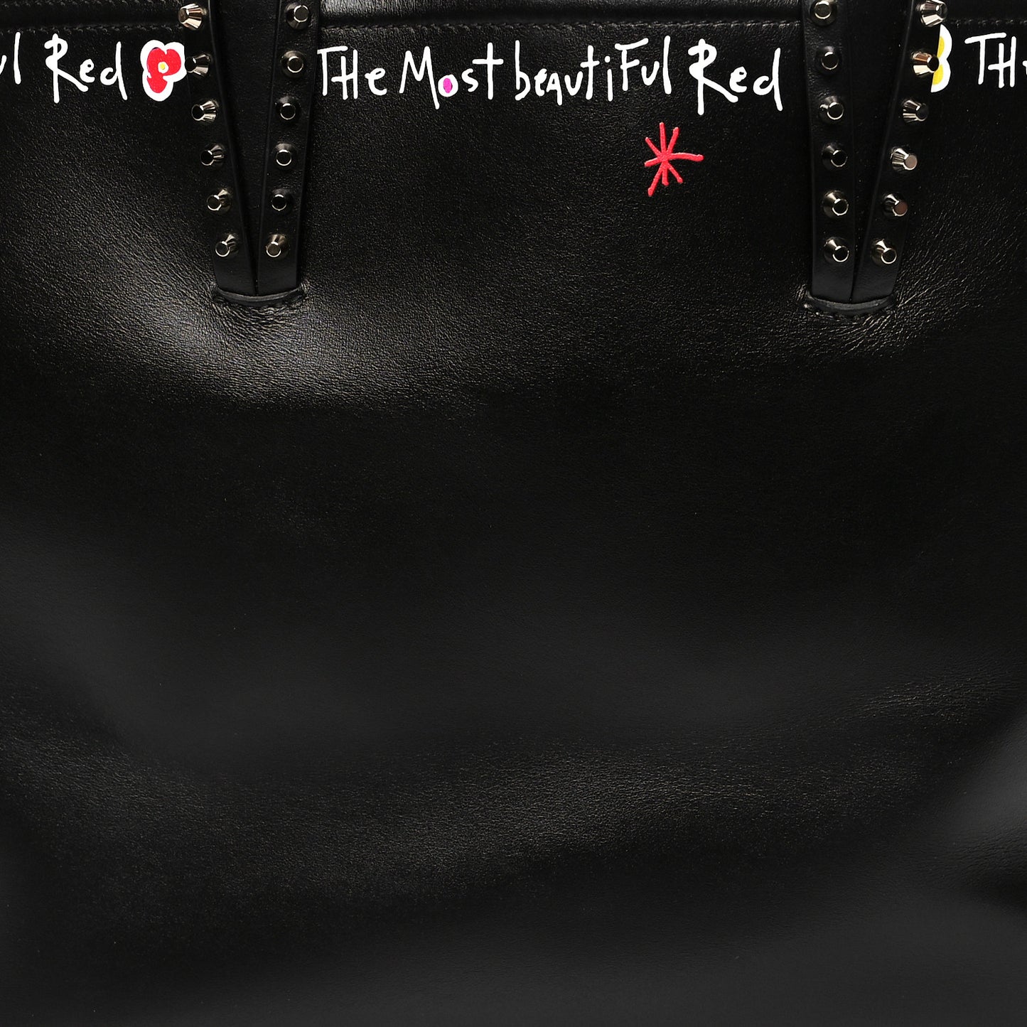 Calfskin Beautiful Red East West Cabata Tote Black Multicolor