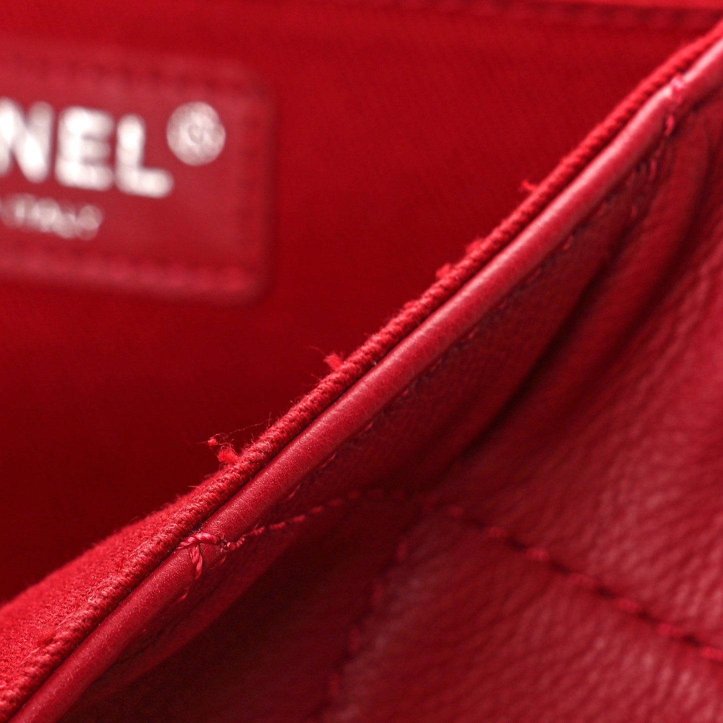 Calfskin Quilted CC Curvy Flap Red